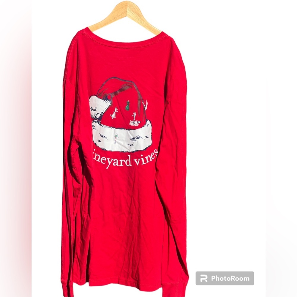 Vineyard vines men’s Christmas 🎅 fly fishing Santa hat long sleeves tee